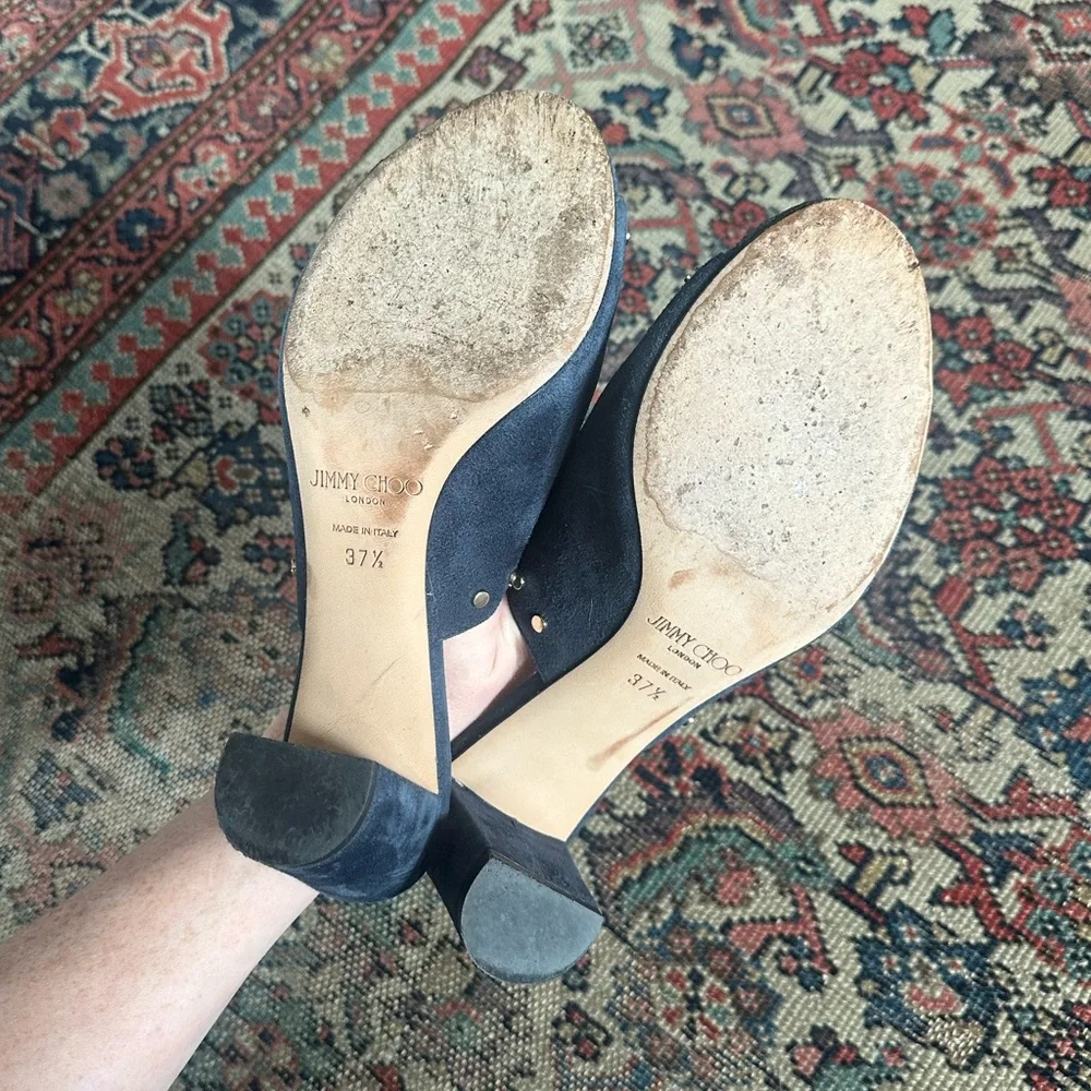 Jimmy Choo Myla Mule in Navy Suede - Picture 5 of 7